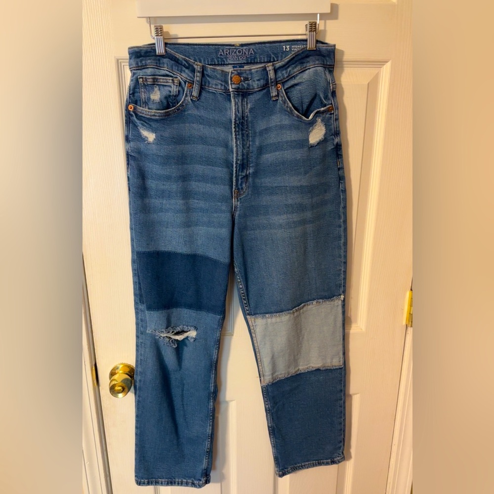 Arizona Jean Company High Rise Patchwork Jeans